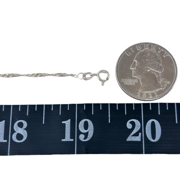 Singapore Link Chain Necklace | Sterling Silver 925 | 19.5" - Picture 3 of 4